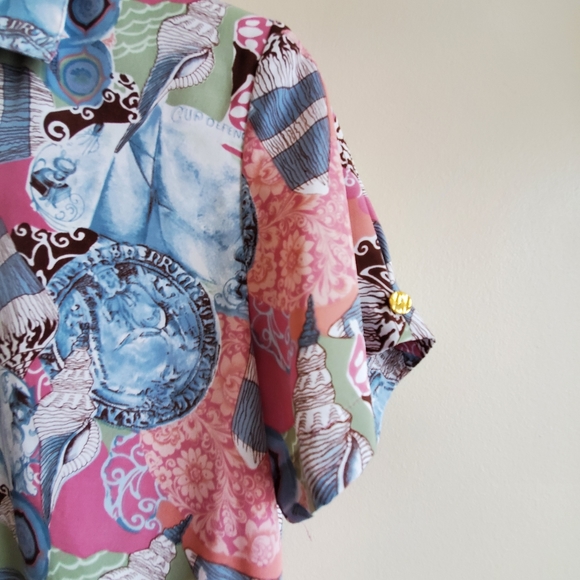 Vintage short sleeve shirt with gorgeous patern, Large Size - Picture 6 of 6